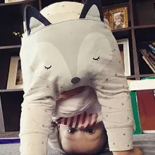 Штаны для мальчиков и девочек хлопковые длинные осенние штаны с рисунком лисы штаны-шаровары Детская осенняя одежда милые стильные детские брюки