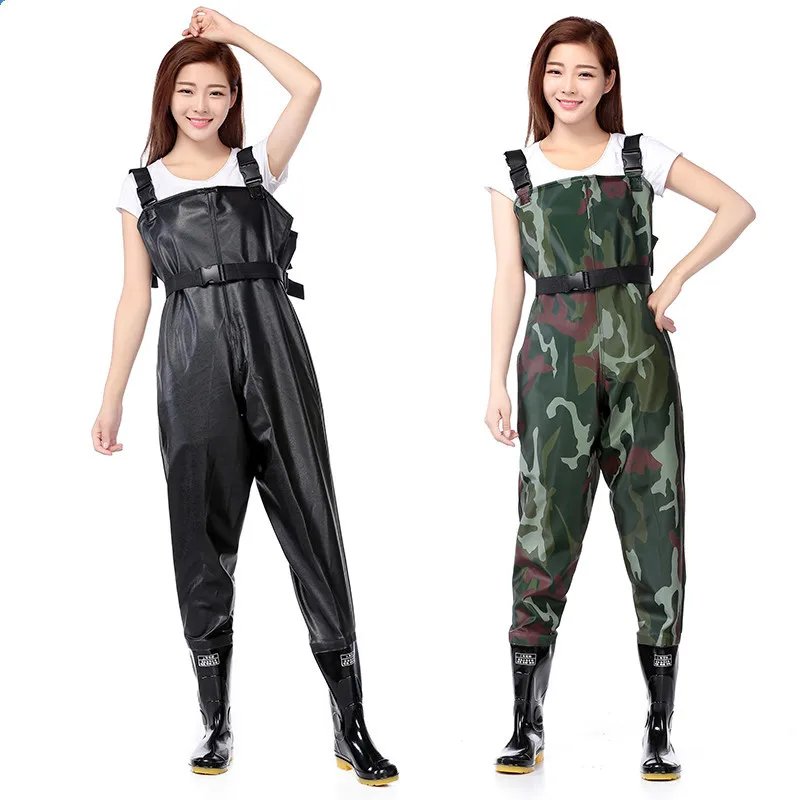 

Outdoor Anti-Wear Breathable Chest Long Wading Pants Camo Waterproof PVC Men Women Fishing Waders Boots Shoes Jumpsuit Trousers