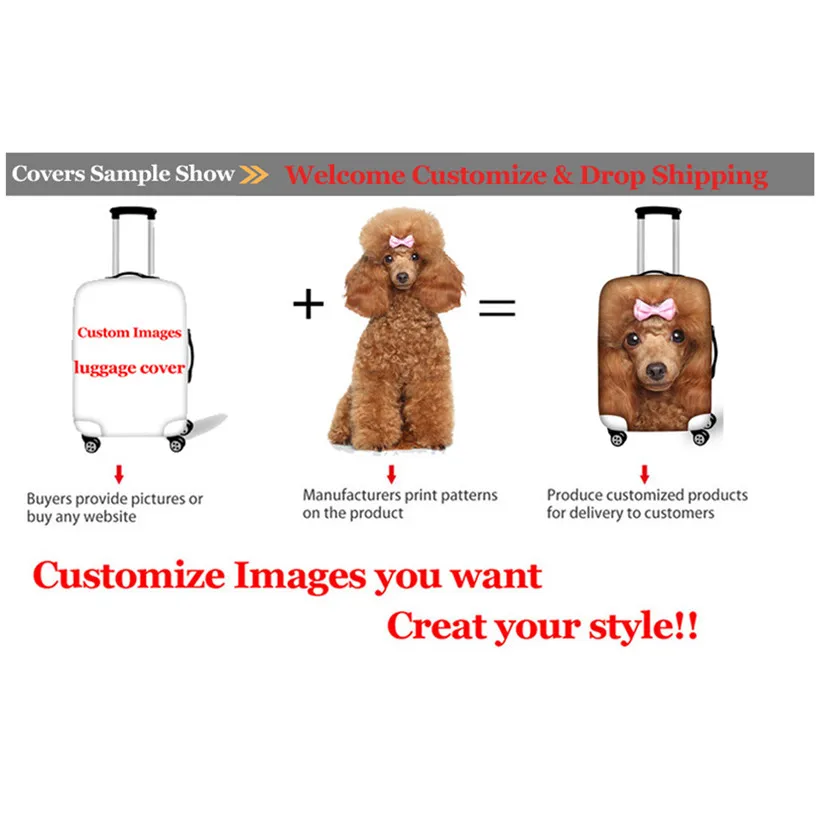 Jackherelook Custom 3D Printing Luggage Protective Covers and Luggage Tags Travel Accessories Elastic Baggage Label Identifier