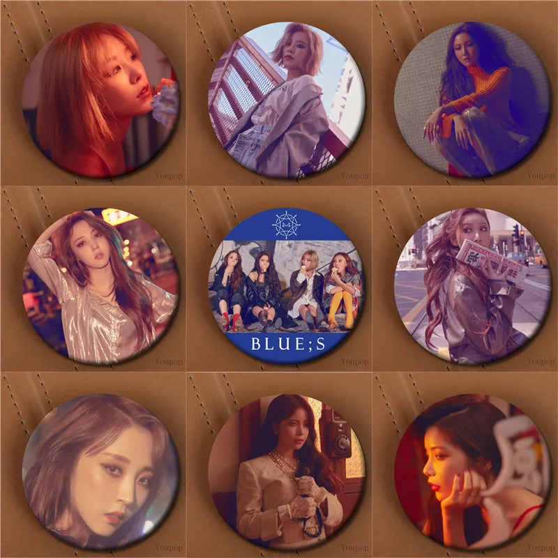 

Youpop KPOP MAMAMMOO The 8th Mini Album BLUE;S BLUE S Wind Flower Concept Photo Badge Pins Brooches for Clothes Hat Backpack