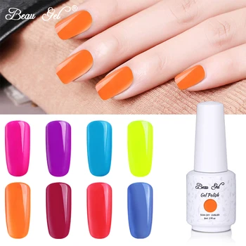

Beau Gel 8ml Fluorescent Color Nail Gel Polish UV LED Soak Off Semi Permanent Neon Gel Varnish Gelpolish Lucky Hybrid Lacquer