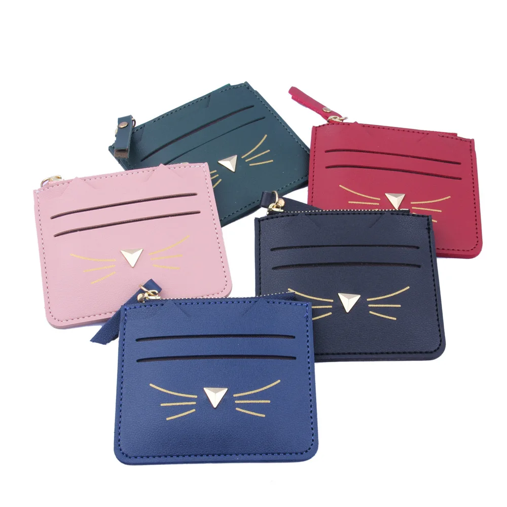 

Women Mini ID Card Holders Business Credit Card Holder PU Leather Slim Bank Card Case Organizer Wallet Cute Lovely Coin Purse