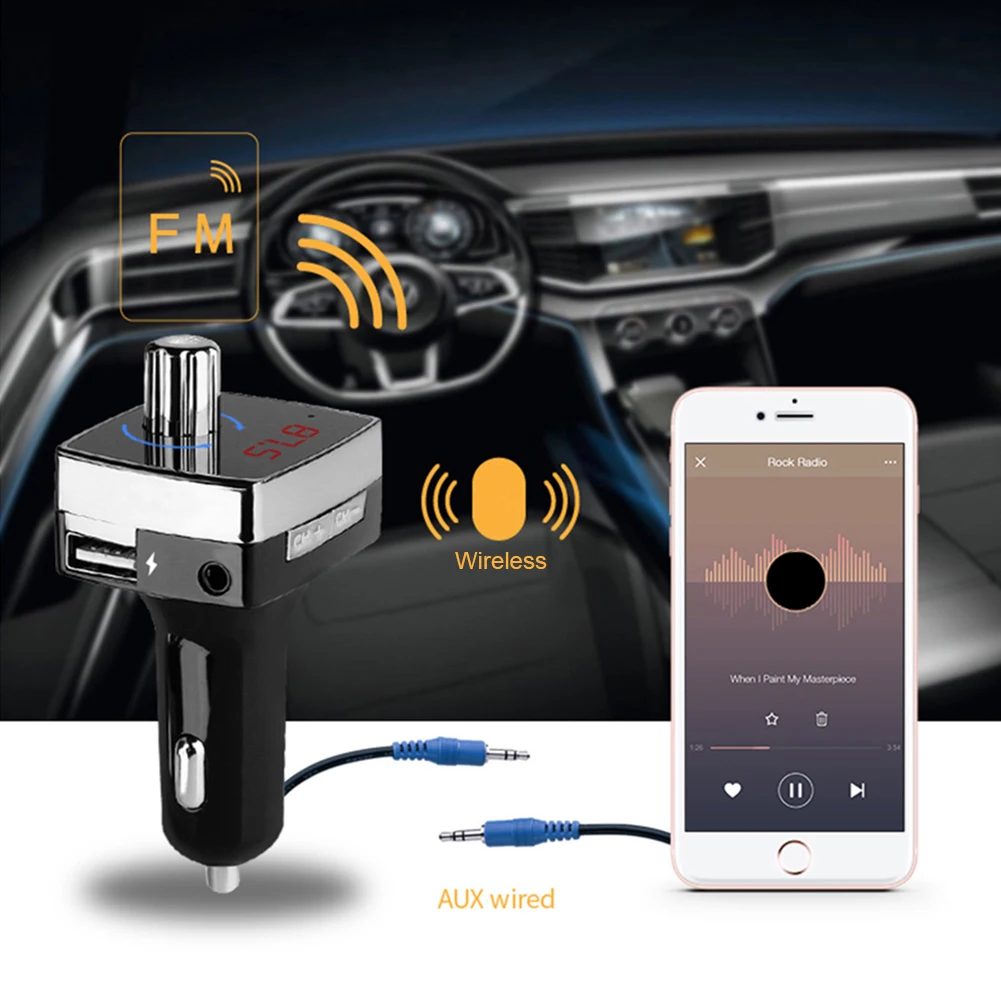 Bluetooth Hands Free Call Автомобильный mp3 плеер fm-передатчик двойной USB телефон зарядное устройство для мобильного телефона планшета автомобильное зарядное устройство