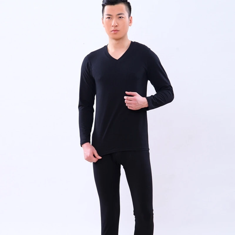 

High Quality Plus Size 7XL man long Johns suits men Thin Polished velvet Thermal underwear Sets V-neck Tops and Pants
