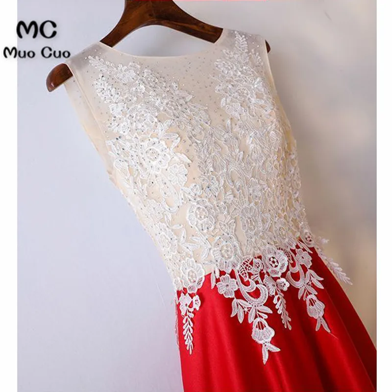 White And Red Lace Long Formal Dress For Women Prom Dressesgf