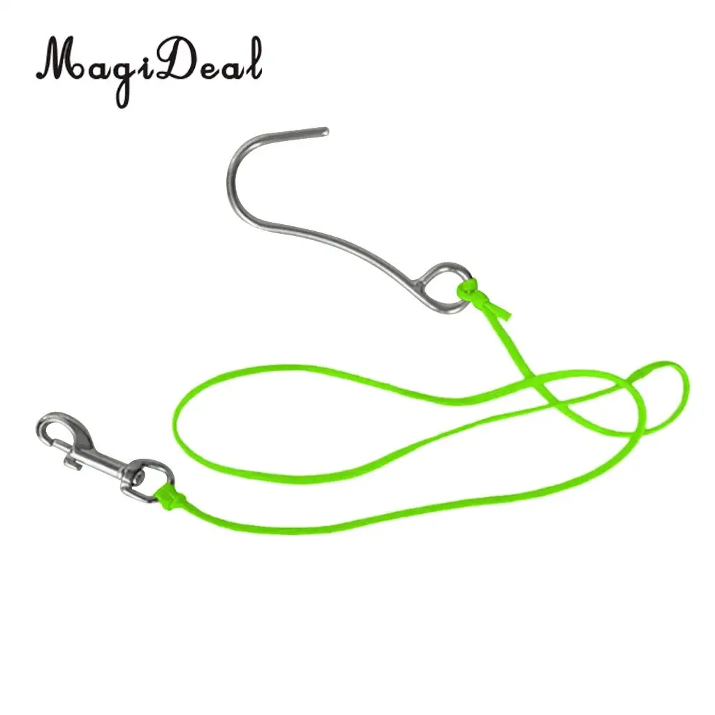 MagiDeal Scuba Diving Reef Drift Hook with 47' Line & Stainless Steel Clip for Snorkeling Freediving Swimming Caving Accessory