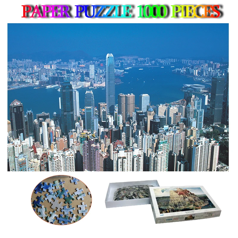 

Seascape of Hongkong Paper 1000 Pieces Jigsaw Puzzles Beautiful City Landscape Puzzles Toys Adults Decompression Puzzle Games