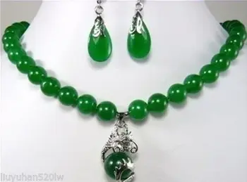 

Natural Fashion Jewelry beautiful 10mm green gem earring dragon pendant Necklace Quartz Fine 925 watch wings women queen