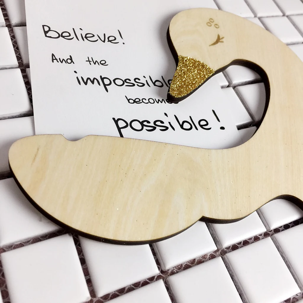 Kids Baby Animal Carton Swan Wooden Clothes Hanger Rack Home Room Nursery Decor