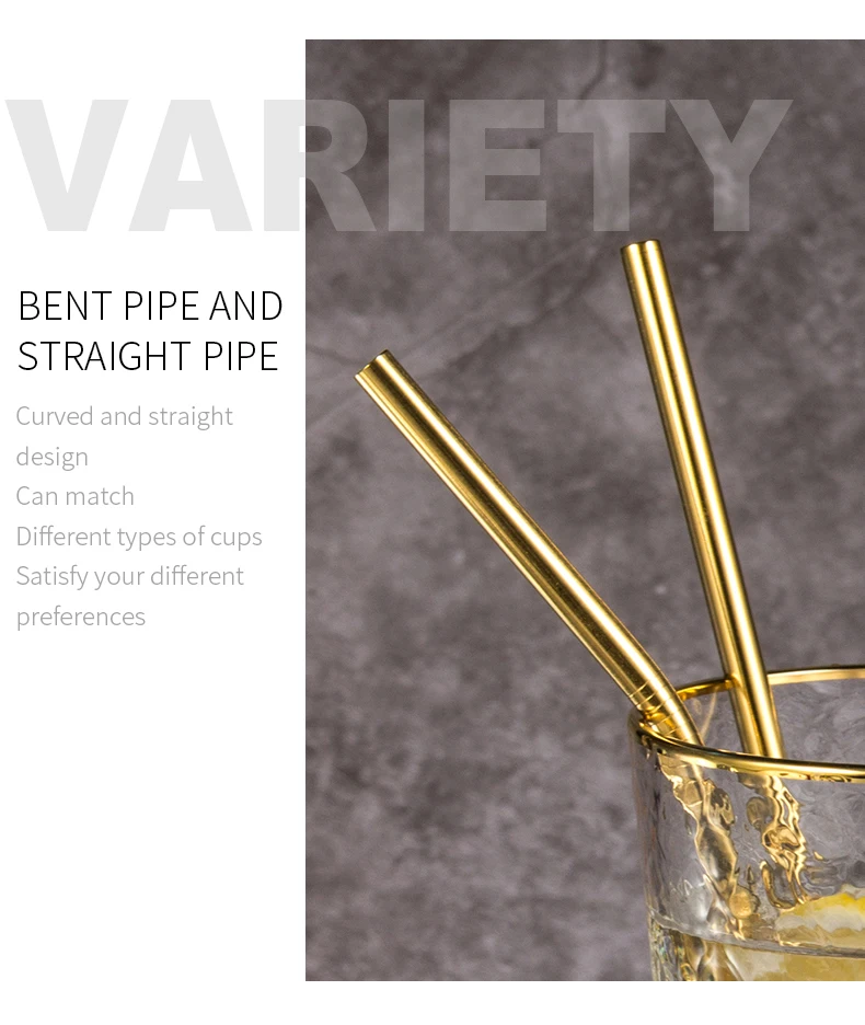 Многоразовый металлический соломинки 304 из нержавеющей стали прочные изогнутые прямые соломинка для напитков с чистящей щеткой бар вечерние аксессуары