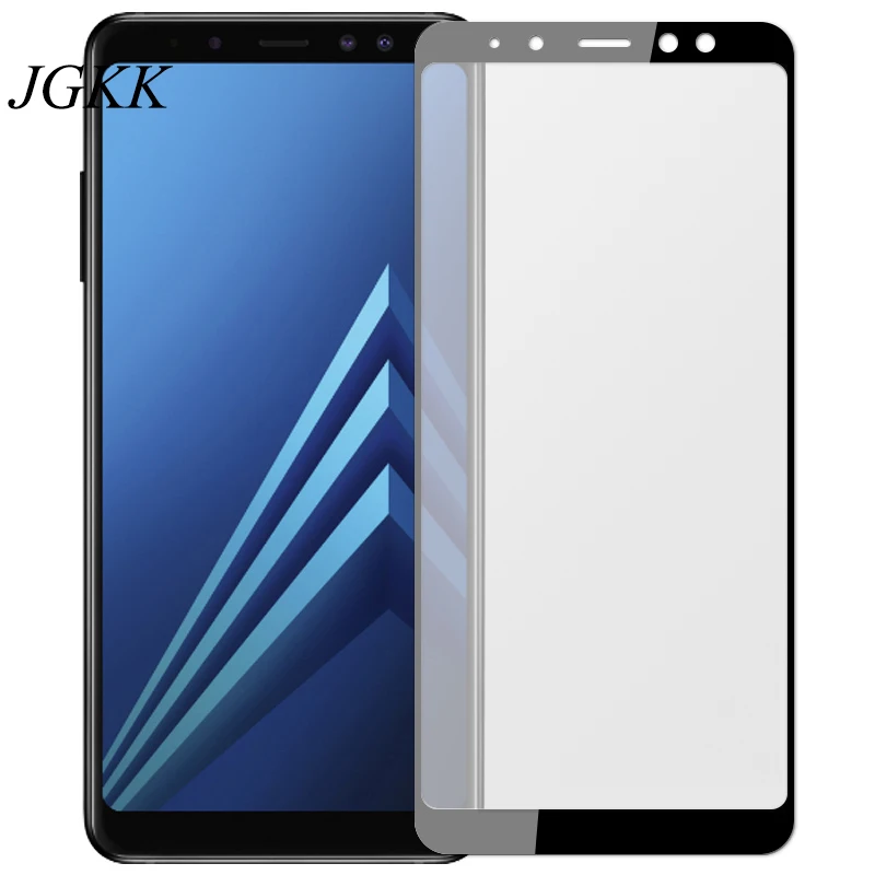 

JGKK Matte Anti Fingerprint Tempered Glass for Samsung Galaxy A5 A6 A7 A8 Plus 2018 Frosted Screen Protector Silk Printing Film
