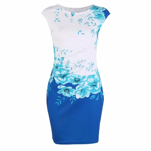 2018 China Vintage Elegant Sleeveless Floral Vestidos Womens Formal Party Evening Pencil Mini Dress 1