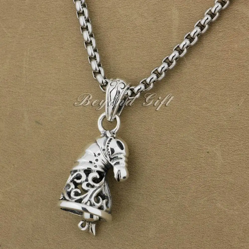 

925 Sterling Silver Chess Horse Bell Fashion Pendant 9R004A(Necklace 24inch)