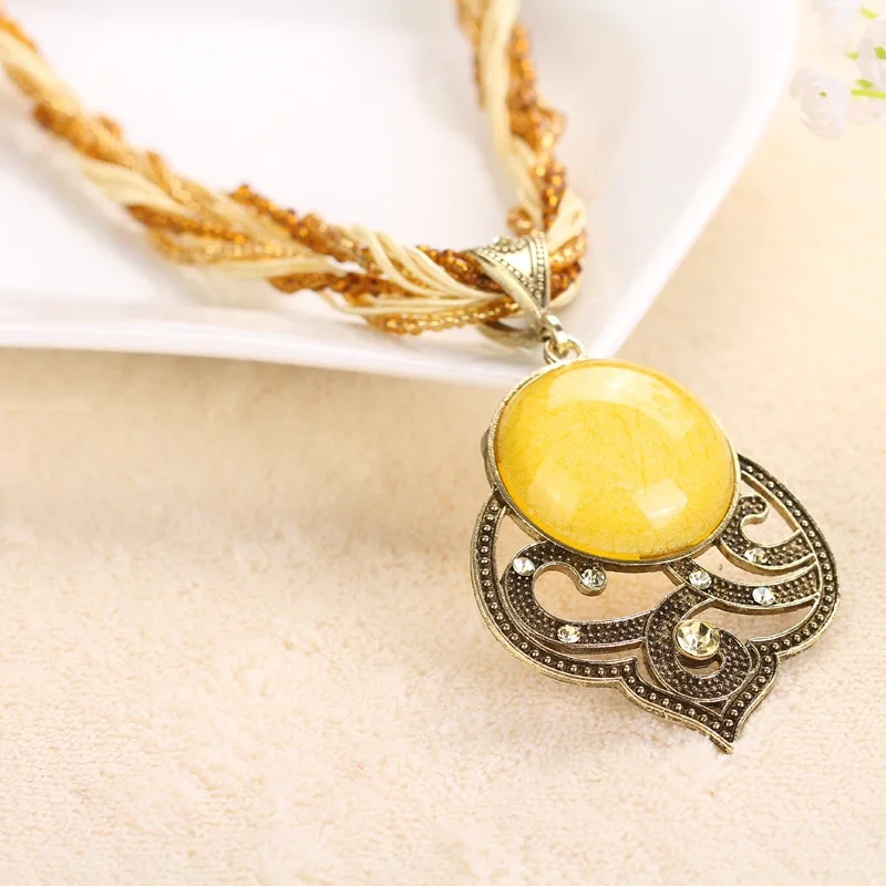 Новинка, модное богемное длинное ожерелье на цепочке, винтажное ретро ожерелье с разноцветными кристаллами, женское модное ювелирное изделие, аксессуары - Окраска металла: yellow