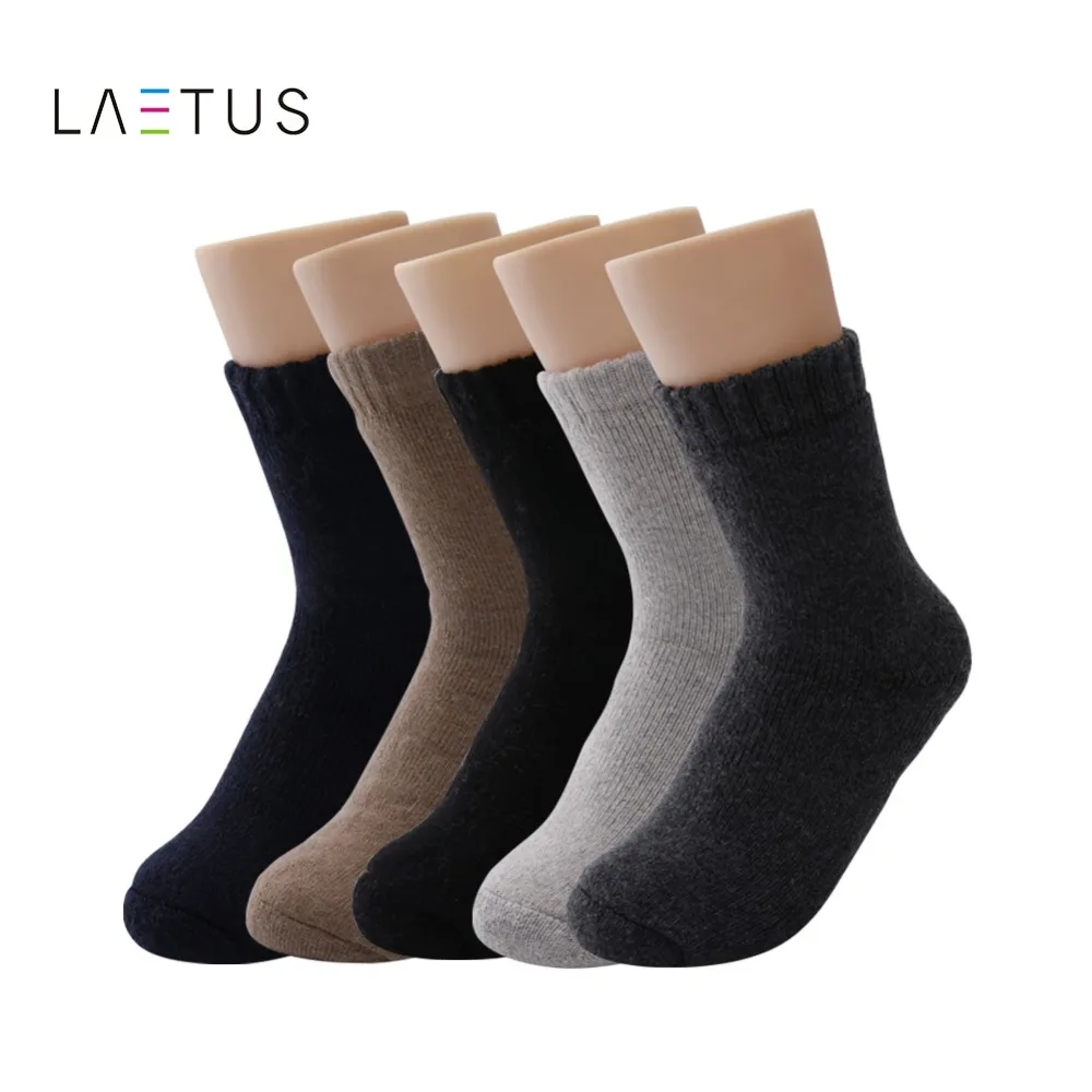 Laetus Mens Solid Color Cashmere Super Thick Socks Soft Warm