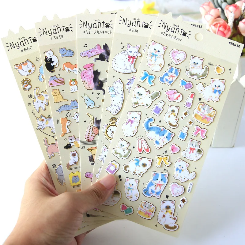 

Little Cat Kitty Bullet Journal Gilding Decorative Adhesive Stickers DIY Decoration Diary Stationery Stickers Children Gift