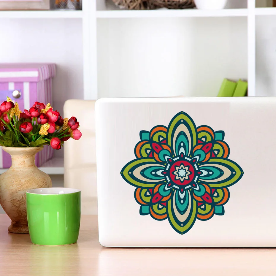 Mandala Flower Jewel Laptop Decal Religious Symbol Yoga Car Body Wall