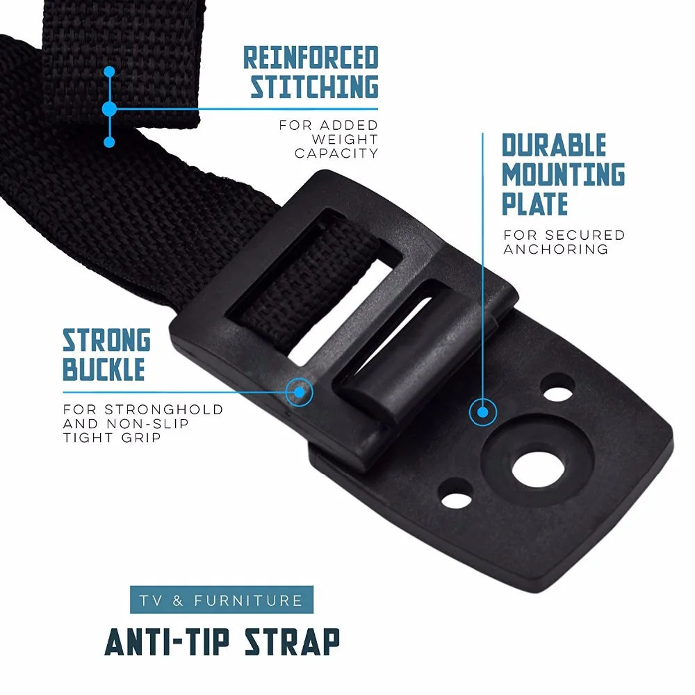 2 pack baby safety Anti-Tip Straps for Flat Screen TVs and Furniture TV wall strap plastic lock