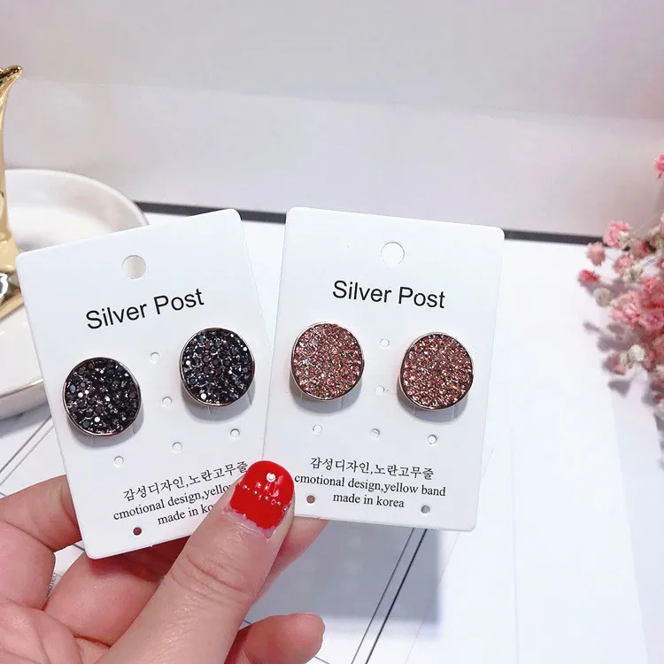 full cz Ellipse earrings  925 silver post Hypoallergenic fadeless fashion jewelry stud earrings for women girl gift