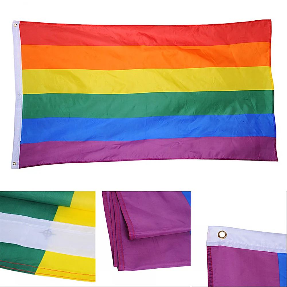 1 шт. полиэфирное волокно Радужный Флаг для геев, дружественные баннеры 90x60 см для украшения