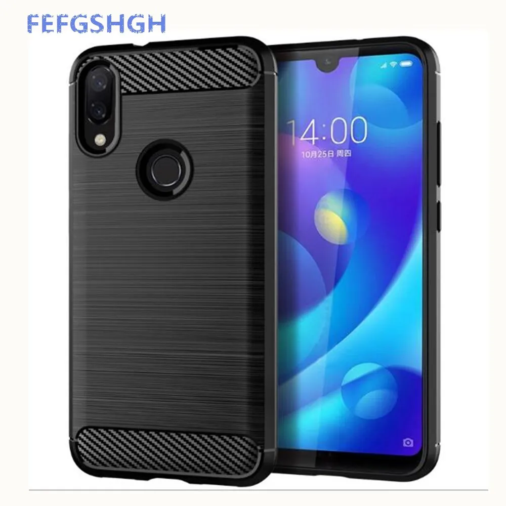 Чехол из углеродного волокна для Xiaomi Redmi Note 7 резиновый силиконовый чехол