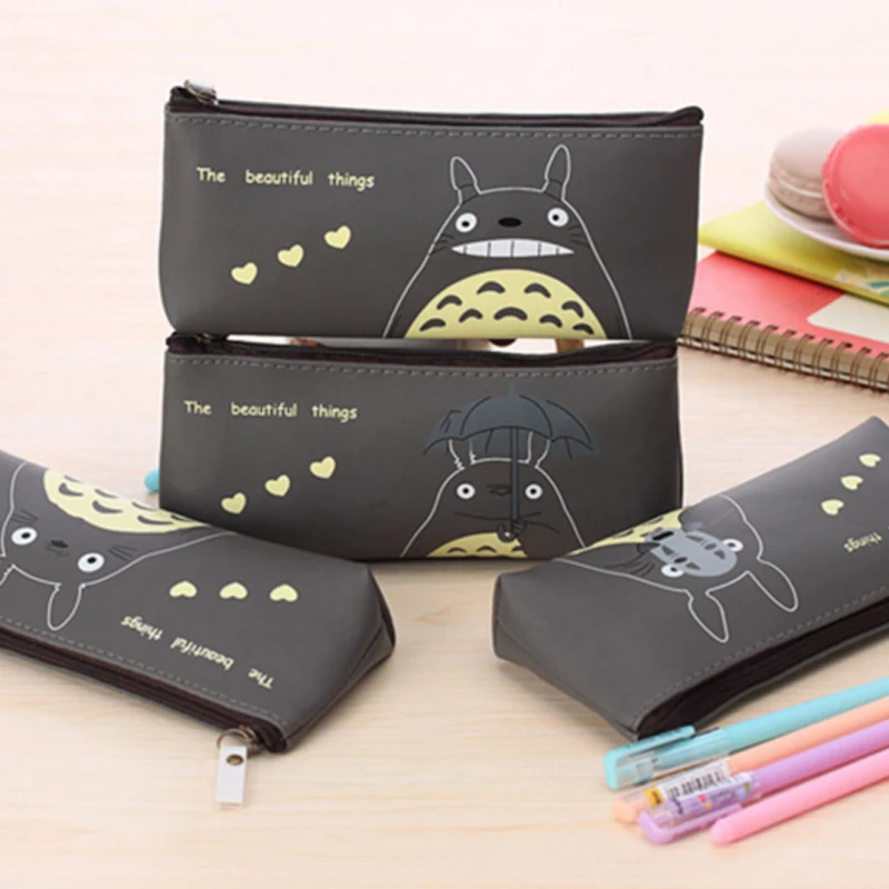 

PU Leather Totoro Pen & Pencil Bag Cartoon Pencil Case Vintage for Office School Supplies estojo lapices escolar Pencilcase