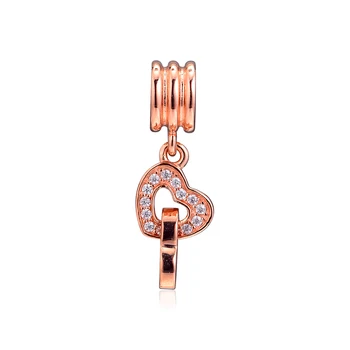 

Interlocking Love Charm 925 Sterling Silver Clear CZ Rose Color Beads for Jewelry Making Fits Original Bracelets DIY Jewellery