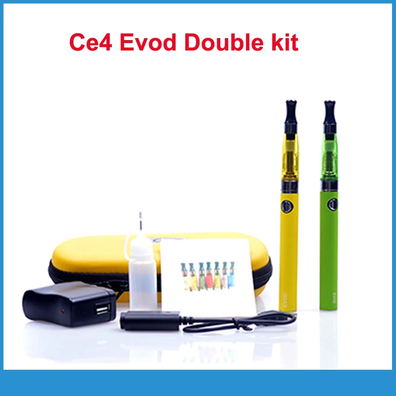 Electronic Cigarette Double EVOD CE4 Starter Kit E Cigarette 650 900 1100mAh EVOD battery CE4 Atomizer E Cig Set Zipper Case Kit 
