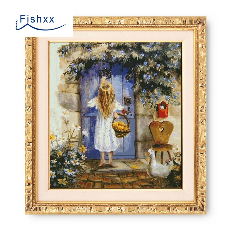 Fishxx Вышивка крестом E221 Ангел девушка для любви фрукты картина маслом большой узор ручной вышивки комплект