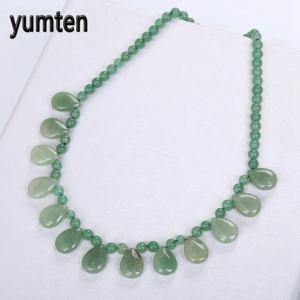 Ожерелье с каплями воды из нефрита Yumten Aventurine цепочка натурального камня Женские