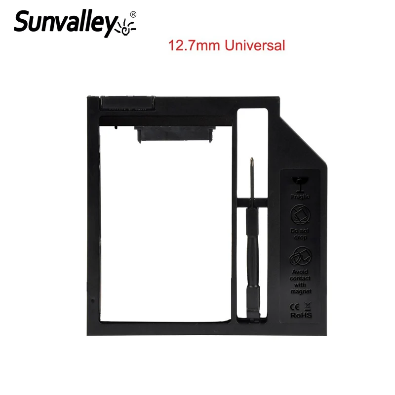 

Sunvalley New 12.7mm Universal Plastic 2nd HDD Caddy 2.5" SSD HDD Case SATA 3.0 For Laptop DVD/CD-ROM Optibay