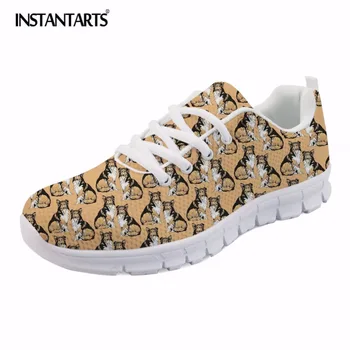 

INSTANTARTS Collie/Pitbull Print Men Casual Sneaker Shoes Men Summer Lace Up Mesh Shoes Boys Male Lightweight Leisure Walk Shoes