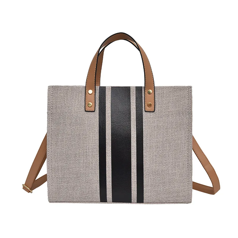 Women Patchwork Handbag INS Popular Female Holiday Canvas Bag Large Lady Korean Shopping Shoulder Bag Beach Fashion Bolsa SS7336 (19)
