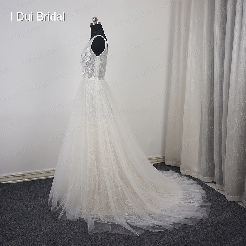 US $198.00 V Neck Flower Beaded Wedding Dress Luxury Beaded Lace Bridal Gown New Arrival