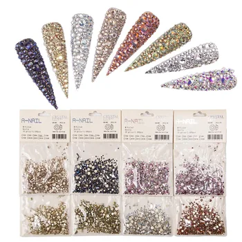 

1 Pack Multicolor Flatback Nail Art Crystal Rhinestones Shiny Mixed Sizes Gems AB Glass Decorations Manicure Accessories Tool