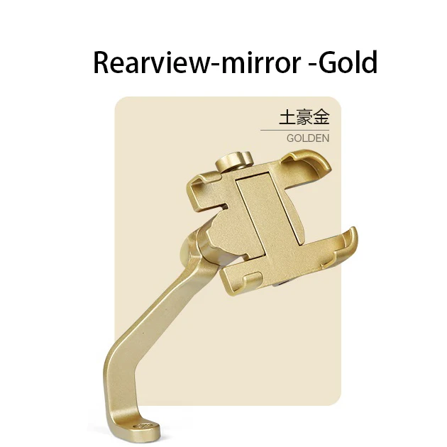 Универсальный держатель для телефона iPhone 11 pro 8 7 Plus, крепление на руль велосипеда, крепление на руль велосипеда, подставка из алюминиевого сплава для мобильного телефона - Цвет: Rearview-mirror-Gold