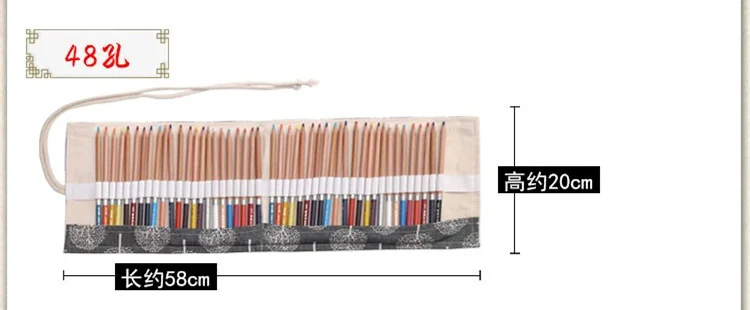 Чехол для карандашей, сумка для ручек, 48 отверстий, сумка, холщовая ручка, рулон для макияжа, косметическая кисть, ручка, складские принадлежности Принадлежности для школьников, студентов