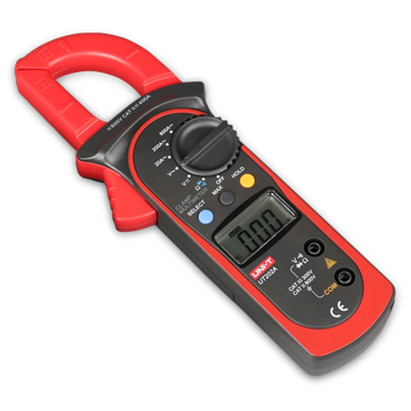 UNI-T UT201 UT202A UT203 UT204A 600A AC DC Digital Clamp Meters With Temperature Test 600V Voltage Auto Range Multimeters