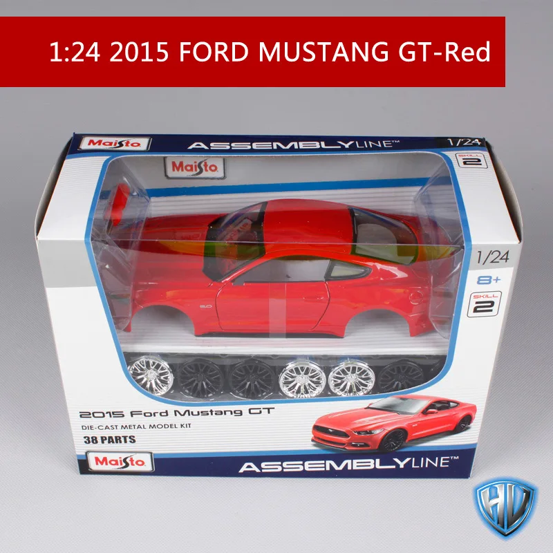 Maisto 1:24 ford mustang собрать красный автомобиль литья под давлением наборы 38 деталей модель автомобиля литье под давлением маннальная модель игрушечной машины для детей 39126