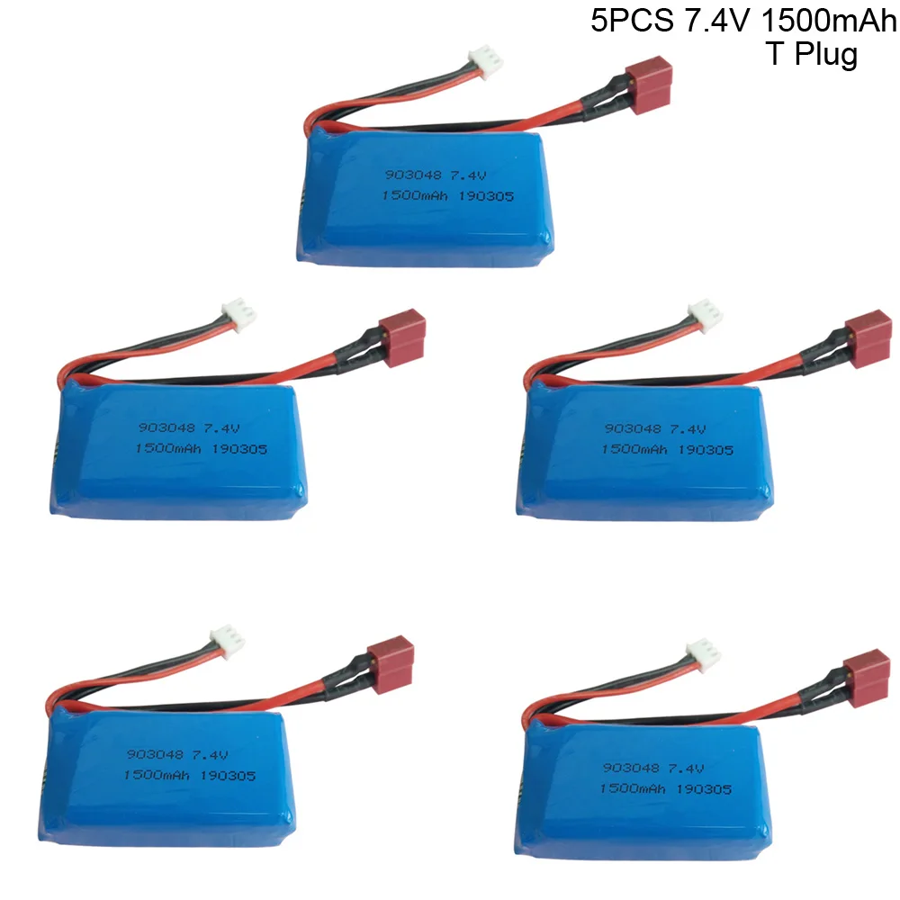 

5PCS 7.4V 1500mah lipo battery T Plug for Wltoys A959-B A969-B A979-B K929-B 7.4 V 1500mah for remote control car Spare Parts