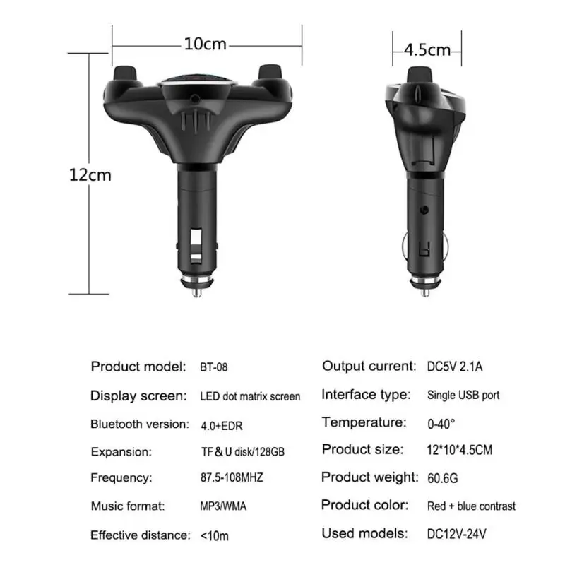 VODOOL Bluetooth 4,0 Hands Free автомобильный комплект USB Зарядное устройство FM передатчик AUX MP3 плеер с 1,3 светодиодный точечно-матричный Экран TF карта