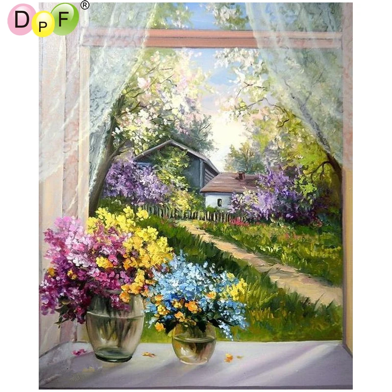Dpf Windowsill Path 5d Diamond Embroidery Home Decor Diamond