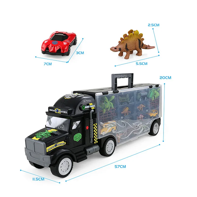 Детский большой грузовик для хранения большой трактор динозавр транспортное средство игрушка (6 динозавров + 3 автомобиля + 1 самолет) + 12