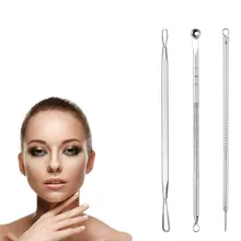 3 шт./компл. черных точек прыщи акне иглы двойные головки пятна Squeeze экстрактор для прыщей жидкость для снятия чистящее средство по уходу за кожей Красота ящик для инструментов