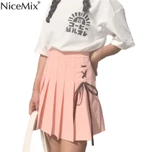 NiceMix 2019 Summer Skirt Women Lace Up High Waist Skirts Womens Preppy Style Pleated Mini Skirt Femme 21058 NiceMix 2019 Summer Skirt Women Lace Up High Waist Skirts Womens Preppy Style Pleated Mini Skirt Femme 21058