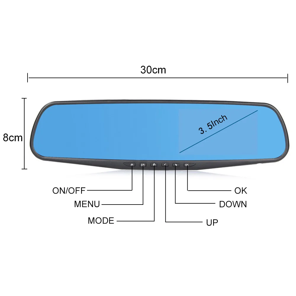  Car Dvr Dash Camera Car Dvr mirror FHD 1080P 4.3 Inch Dual Lens With Rear View Camera Auto Video Re