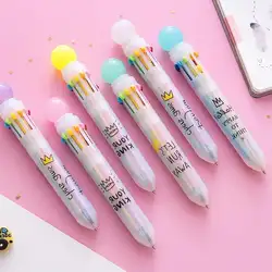10 в 1 многоцветный 0,5 мм шариковой ручки 3D круглый шар школьные принадлежности новый милый шариковая ручка