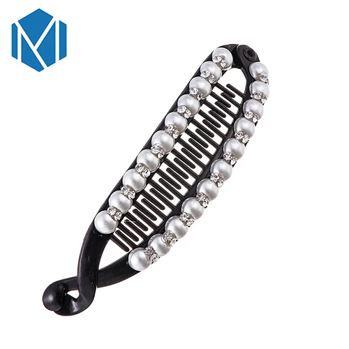 M MISM New Arrival Pearl Banana Hair Claws Faux Clips Rhinestone Hair Accessories Hairpins for Women Barrettes Headband - Цвет: Style E