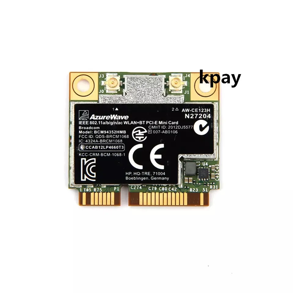 Dual Band AzureWave Broadcom BCM94352HMB BCM94352 802.11/ac 867Mbps Wifi Bluetooth 4.0 Mini PCI-E Wireless Card AW-CE123H WI-Fi |