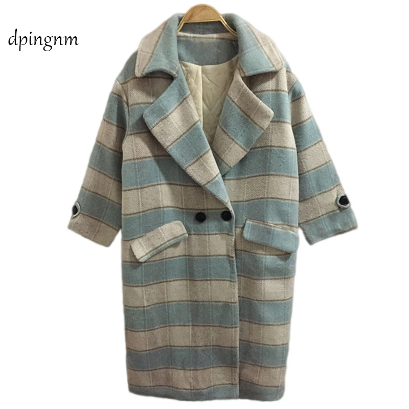 

2018 Spring Autumn Women's Wool Coat New Fashion Long Woolen Coat Single button Slim Type Female Autumn Winter Wool Coat